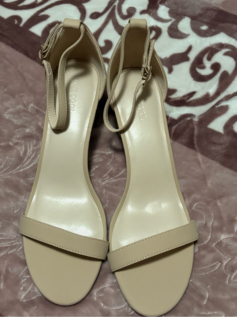 NWOT Beige Ankle-Strap Heels
